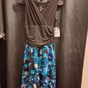 Enfocus Studio Black and Blue Floral Dress